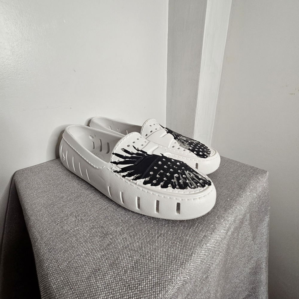 Floafers Hardy M+c Driving Loafers Womens 8 White Slip-On Rubber Country Club - Picture 3 of 11